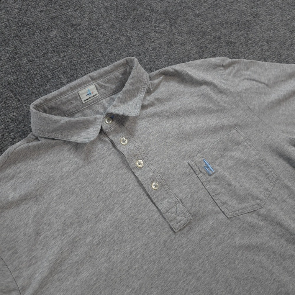 Johnnie O Polo Shirt Mens L Gray Hangin Out Solid Pocket Stretch Casual Jersey